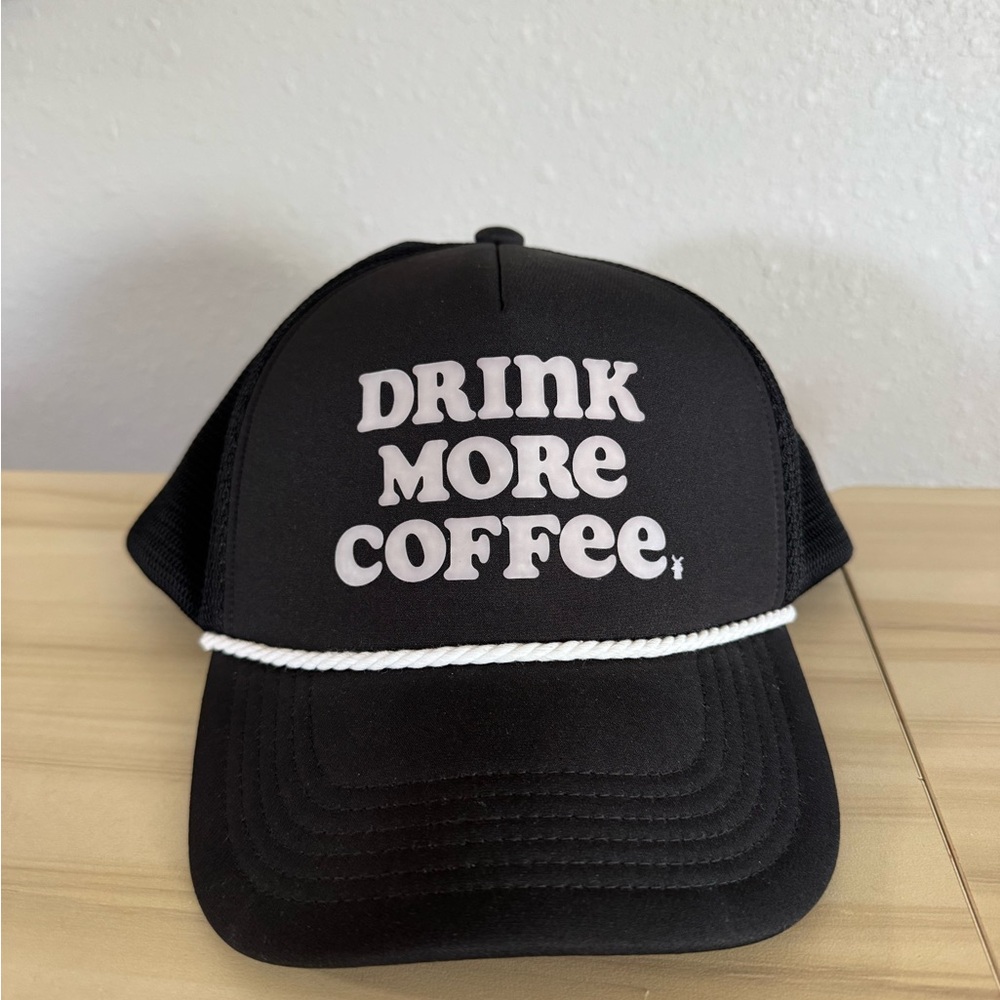 Black 'Drink More Coffee' Cap